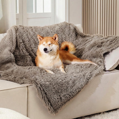 Calming Waterproof Pet Blanket with Faux Fur Cover