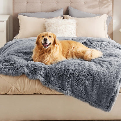 Calming Waterproof Pet Blanket with Faux Fur Cover