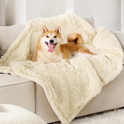 Calming Waterproof Pet Blanket with Faux Fur Cover