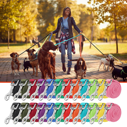 24-Pack Nylon Dog Training Leashes Assorted Colors
