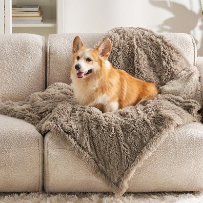 Calming Waterproof Pet Blanket with Faux Fur Cover