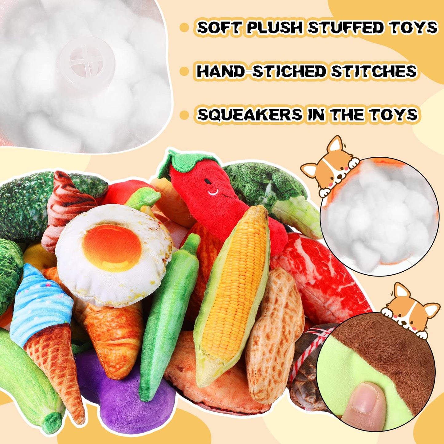 80-Pack Plush Squeaky Dog Toys for Puppies
