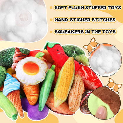 80-Pack Plush Squeaky Dog Toys for Puppies
