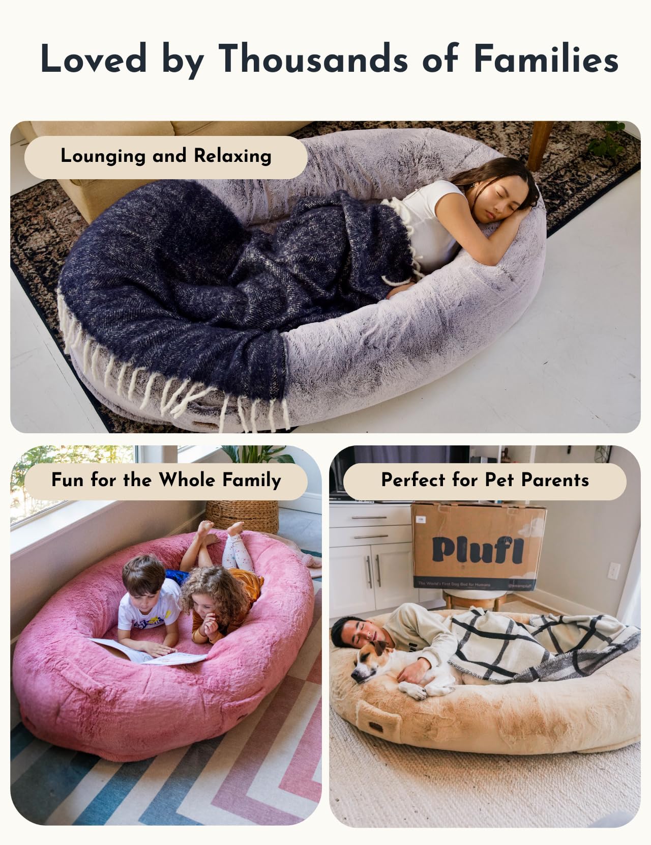 Oversized Plush Lounger Bed with Memory Foam Fill