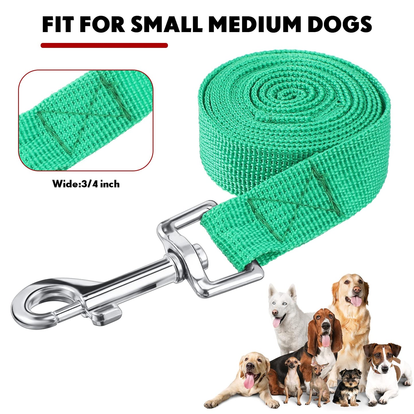 24-Pack Nylon Dog Training Leashes Assorted Colors