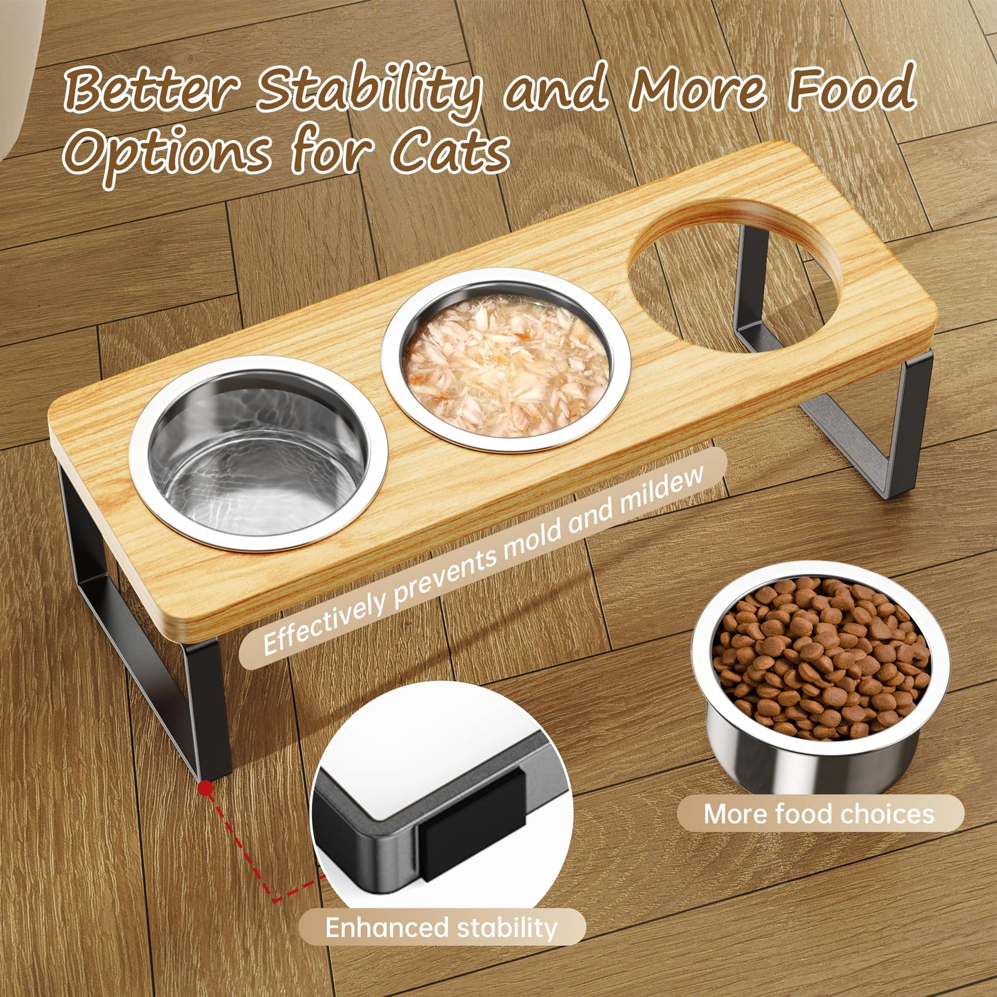 Elevated Cat Bowls 10°Tilted Raised Cat Bowls