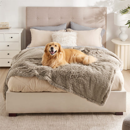 Calming Waterproof Pet Blanket with Faux Fur Cover