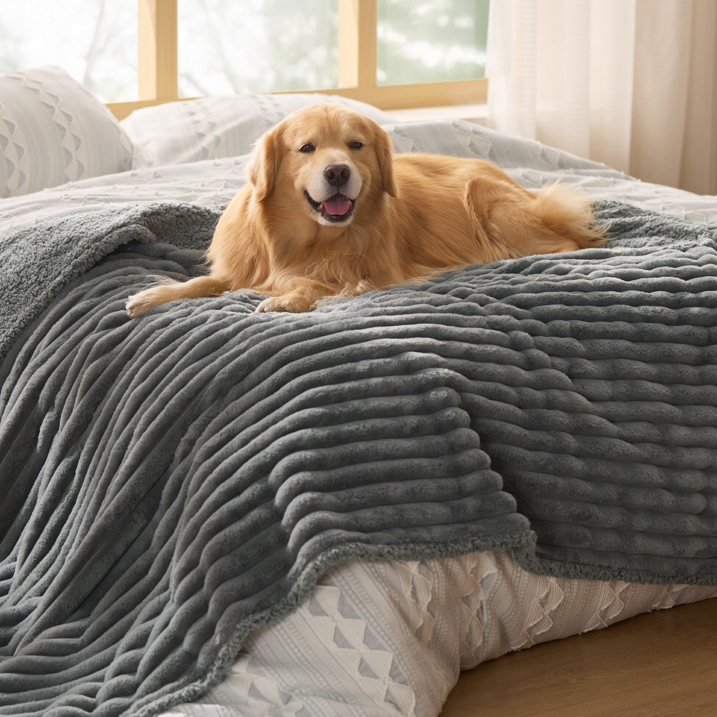 Waterproof Reversible Pet Blanket with Cozy Fleece