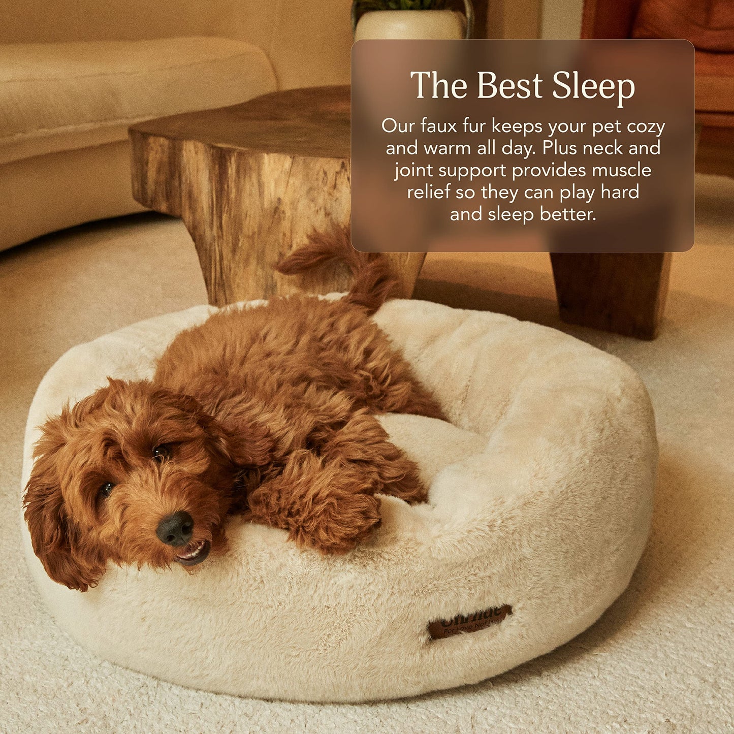 Calming Faux Fur Pet Bed with Washable Cover