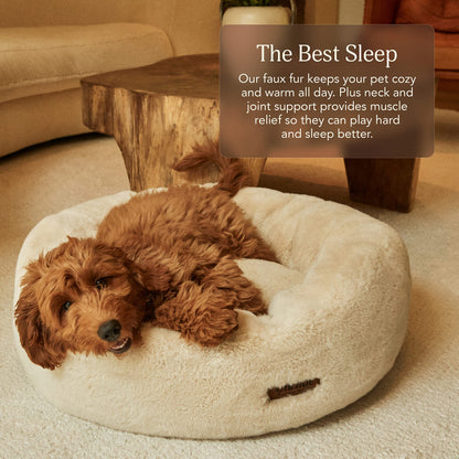 Calming Faux Fur Pet Bed with Washable Cover