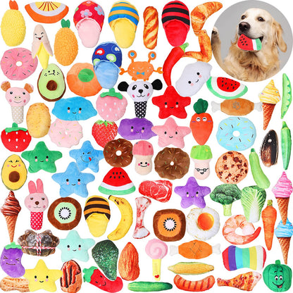 80-Pack Plush Squeaky Dog Toys for Puppies