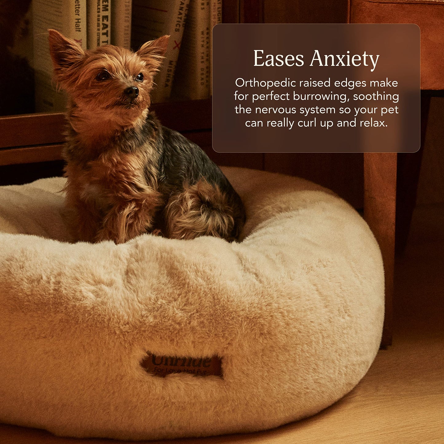 Calming Faux Fur Pet Bed with Washable Cover