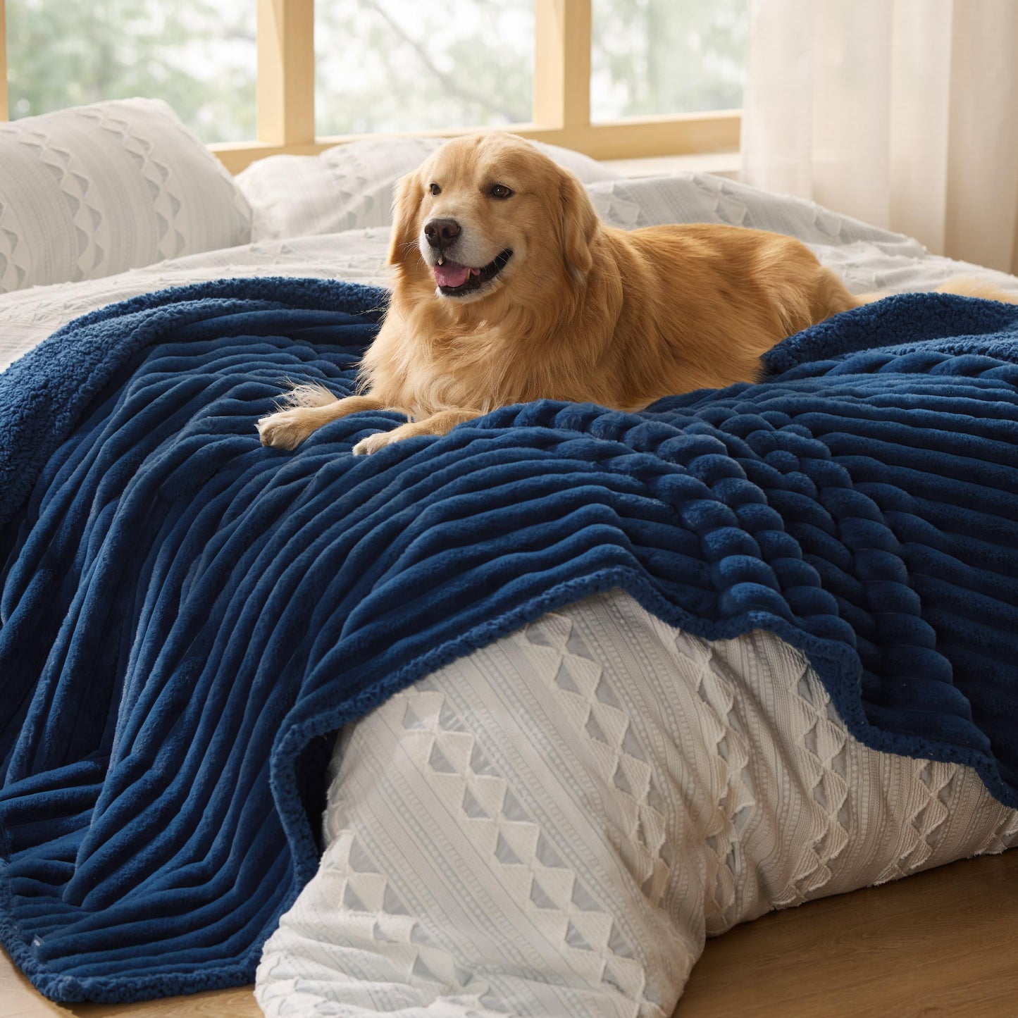 Waterproof Reversible Pet Blanket with Cozy Fleece
