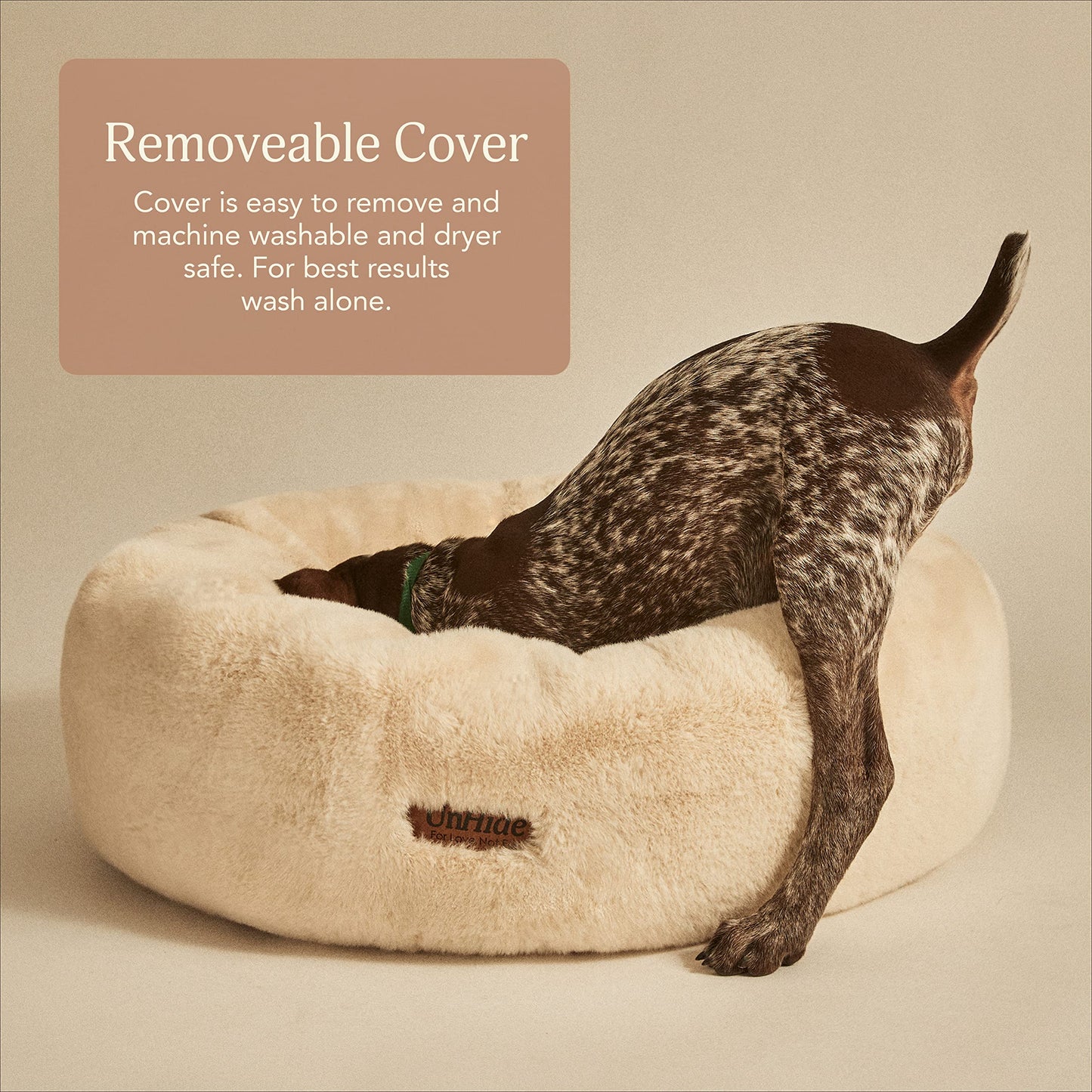 Calming Faux Fur Pet Bed with Washable Cover