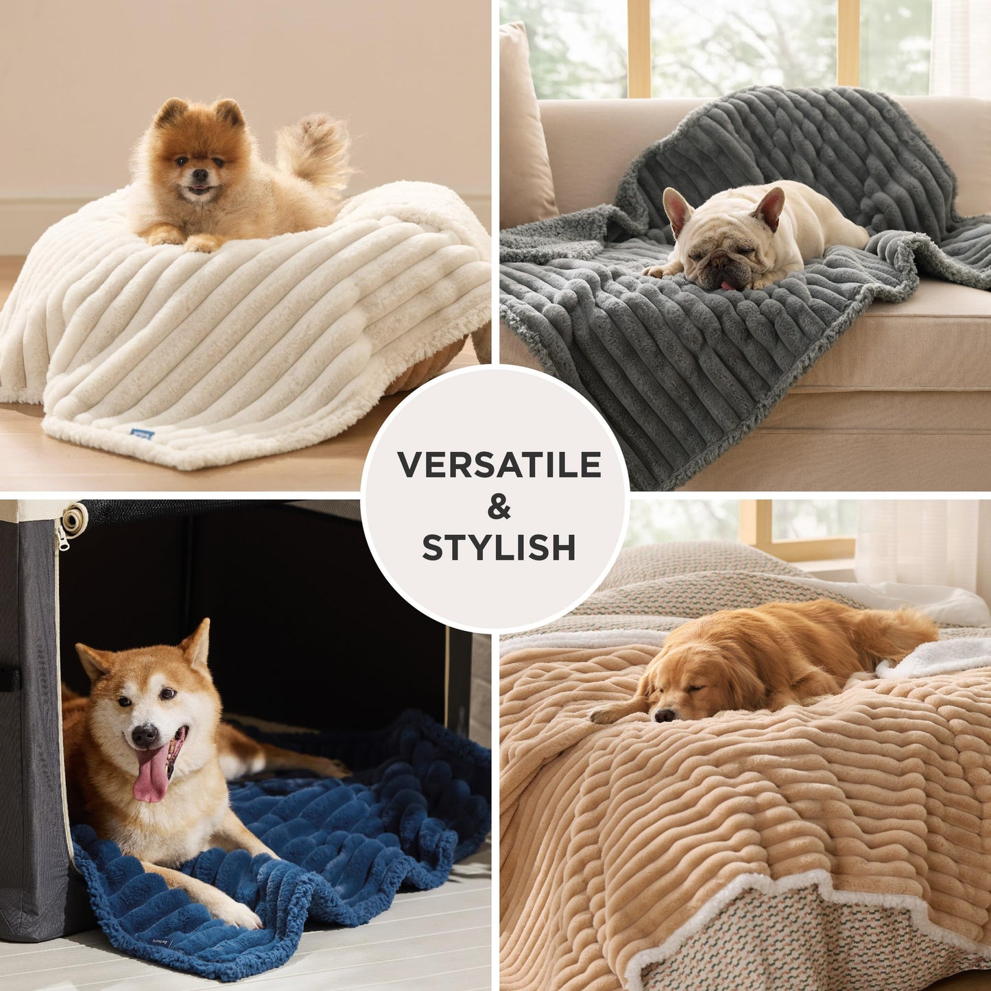 Waterproof Reversible Pet Blanket with Cozy Fleece