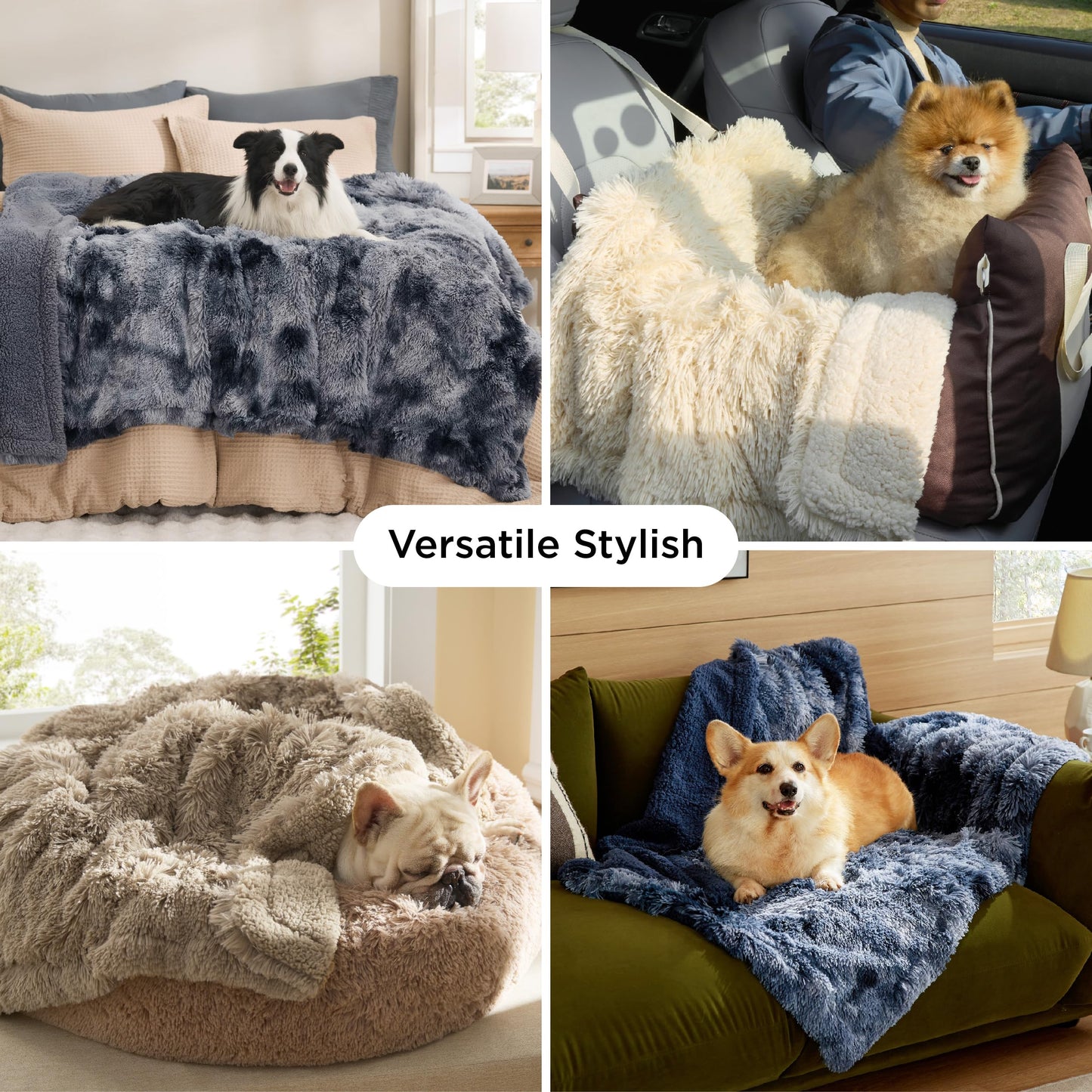 Calming Waterproof Pet Blanket with Faux Fur Cover