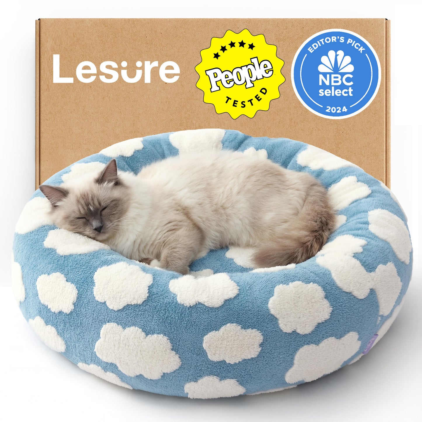 Calming Donut Pet Bed with Plush Washable Cover